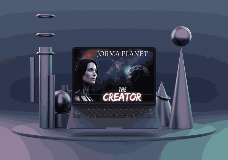 tablet con l'immagine di copertina del libro THE CREATOR