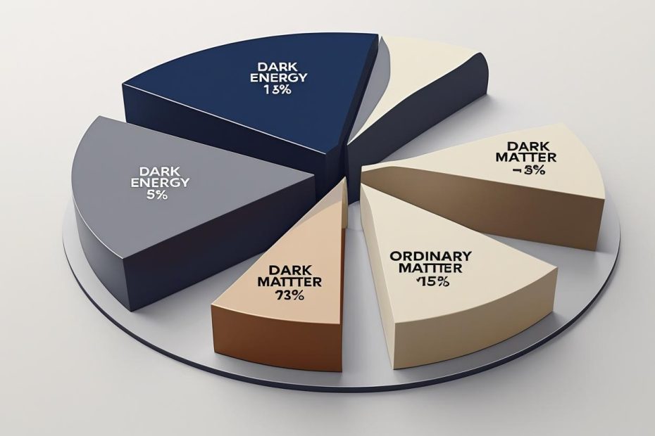 Un grafico a torta che mostra le percentuali di energia oscura, materia oscura e materia ordinaria.